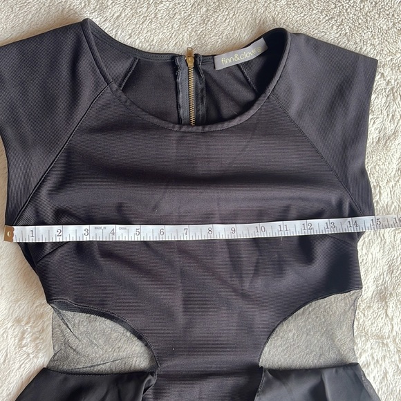 FINN & CLOVER Black Midi Dress with Sheer Overlay Size Small - Picture 15 of 16